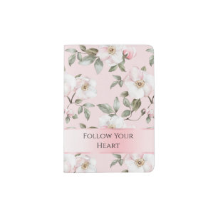 Pretty Blush Pink White Flowers Passport Holder