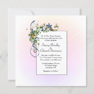 Pretty Blush Ribbons and Bubbles Invitation