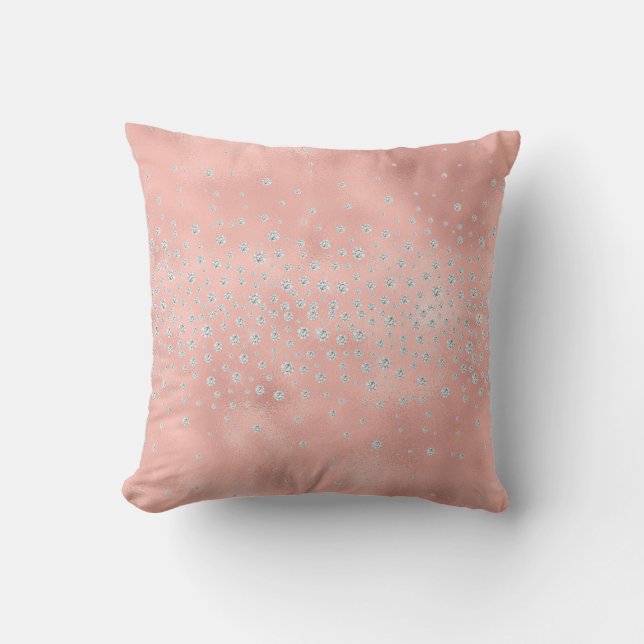 Pretty Blush Rose Bling Jeweled Throw Pillow (Front)