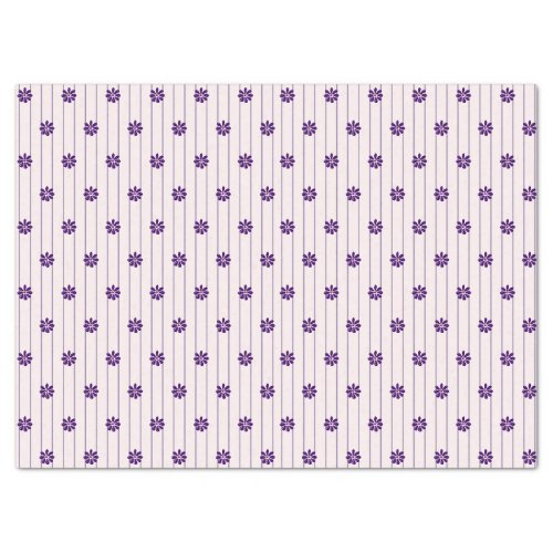 Pretty Blush  Violet Stripes  Purple Flowers Tissue Paper