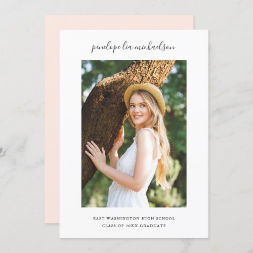 Pretty Blush Virtual Graduation Party Photo Invitation