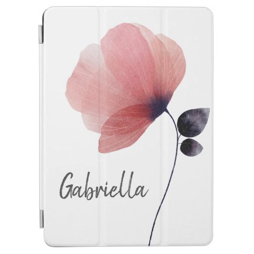 Pretty Blush Watercolor Poppy Personalized iPad Air Cover