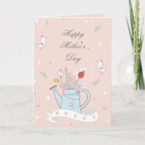 Pretty Blush Watering Can Flowers Mother's Day Card
