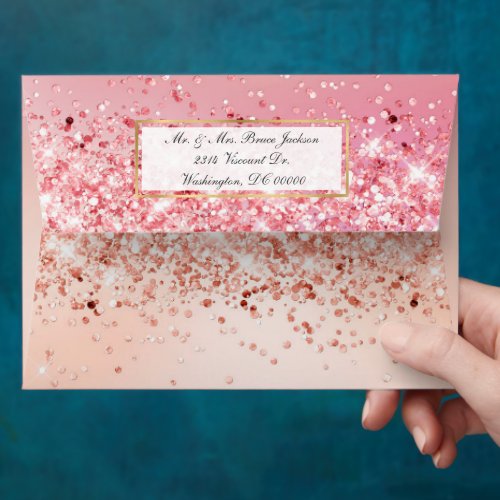 Pretty Blush with Confetti and Gold Envelope