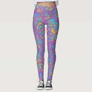 Pretty Bohemian Colorful Wildflower Floral Pattern Leggings