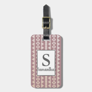 Pretty Bohemian Cream & Rose Geometric Luggage Tag