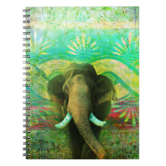 Pretty Bohemian Elephant Turquoise Tribal Pattern Notebook