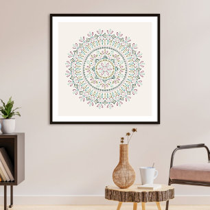 Pretty Bohemian Floral Mandala Girl's Art Print