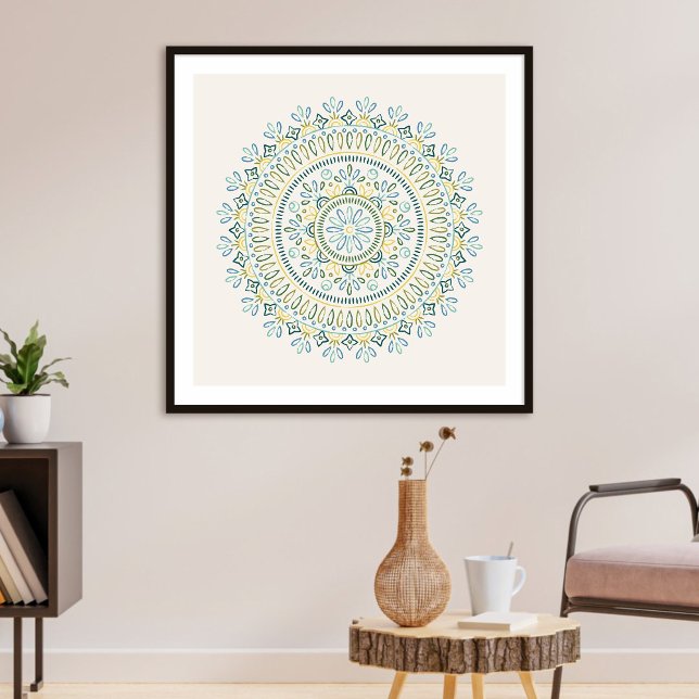 Pretty Bohemian Floral Mandala Girl's Art Print (Creator Uploaded)