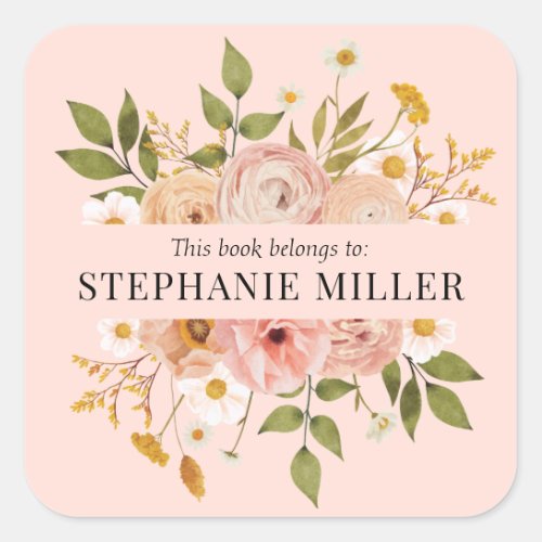 Pretty bohemian floral name mothers day bookplate