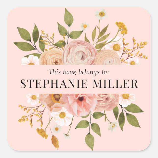 Pretty bohemian floral name mothers day bookplate (Front)