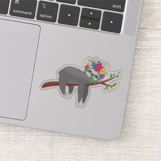 Pretty Bohemian Floral Sloth Sticker
