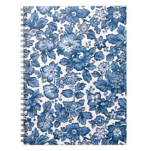 Pretty Boho Blue and White Floral Notebook