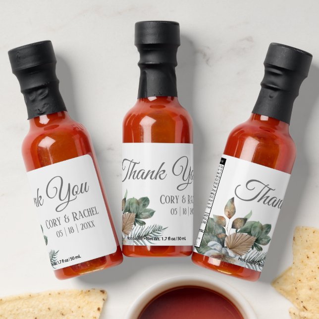 Pretty Boho Bouquet Hot Sauce Favors (Laydown)
