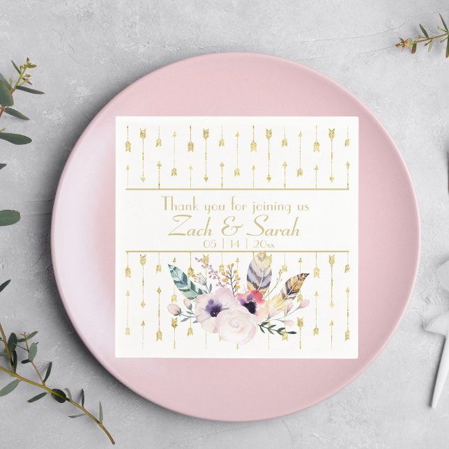 Pretty Boho Bouquet Wedding Napkins (Creator Uploaded)