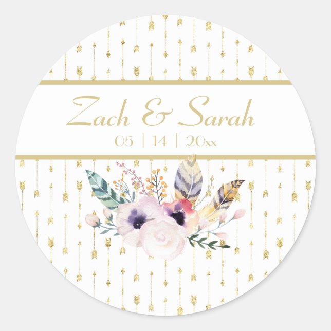 Pretty Boho Bouquet Wedding Seals (Front)