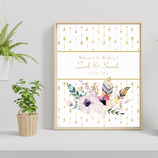 Pretty Boho Bouquet Wedding Welcome  Poster (Creator Uploaded)