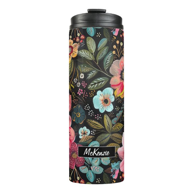 Pretty BoHo Chalk Florals Thermal Tumbler (Front)