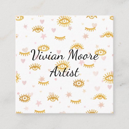 Pretty Boho Esthetic Patterned Square Business Card