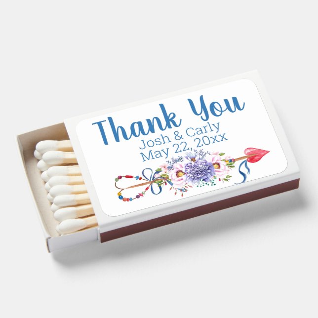 Pretty Boho Floral Arrow Matchboxes (Front Open)