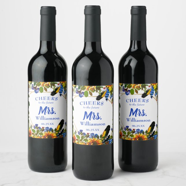 Pretty Boho Floral Bachelorett Party Wine Label (Bottles)
