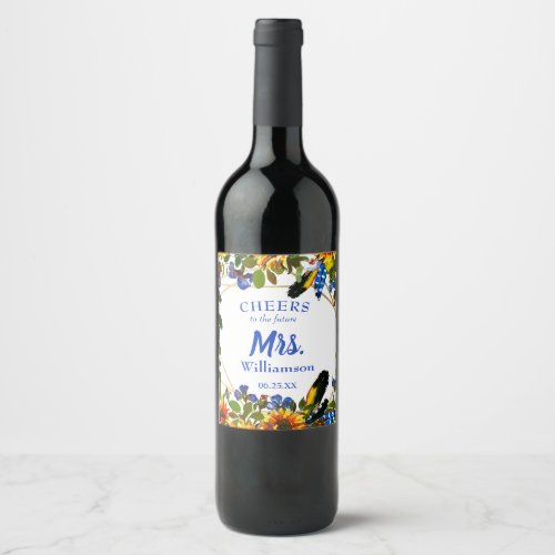 Pretty Boho Floral Bachelorett Party Wine Label