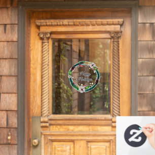 Pretty Boho Holiday Wreath  Customizable Window Cling