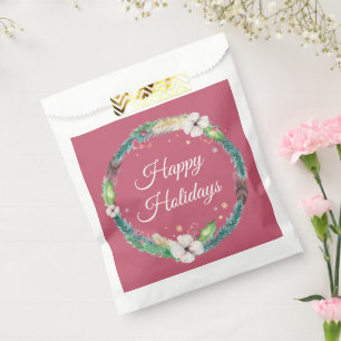 Pretty Boho Holiday Wreath Favor Bag