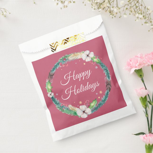 Pretty Boho Holiday Wreath  Favor Bag (Sealed)