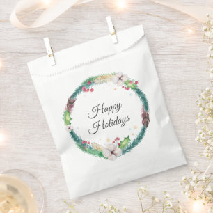 Pretty Boho Holiday Wreath Favor Bag