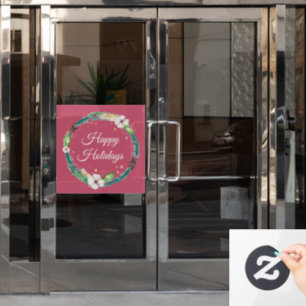Pretty Boho Holiday Wreath  Window Cling