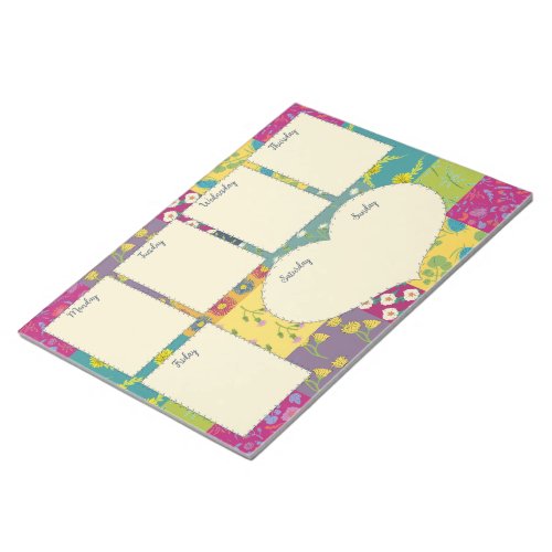 Pretty Boho Maximalist Quilt Weekly Planner Notepad