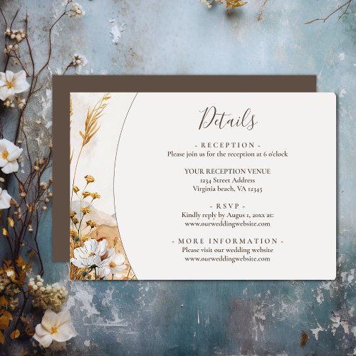 Pretty Boho Mountain Wildflower Wedding Details Enclosure Card