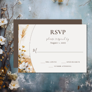 Pretty Boho Mountain Wildflower Wedding RSVP Card