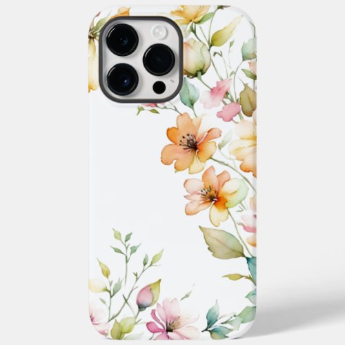 Pretty Boho Orange Pink Watercolor Wildflowers Case_Mate iPhone 14 Pro Max Case