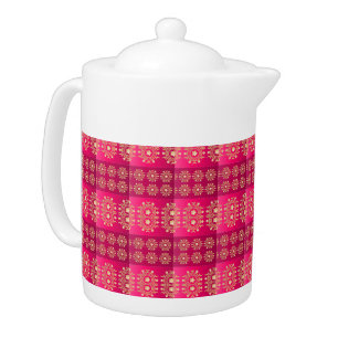 Pretty Boho Pink Pattern Teapot