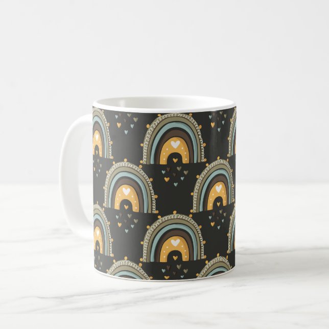 Pretty Boho Rainbows Pattern Coffee Mug (Front Left)