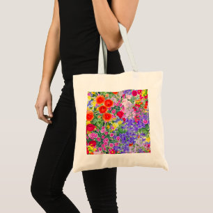Pretty boho spring summer floral colorful tote bag