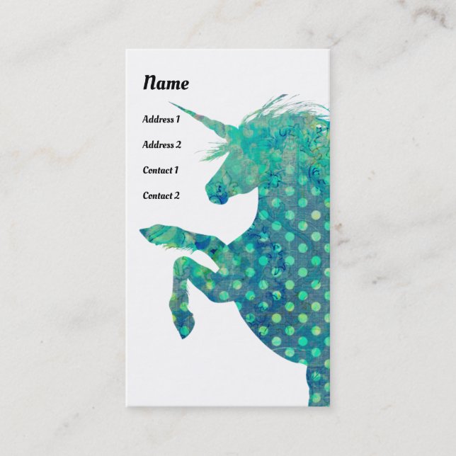 Pretty Boho Unicorn Business Card (Front)