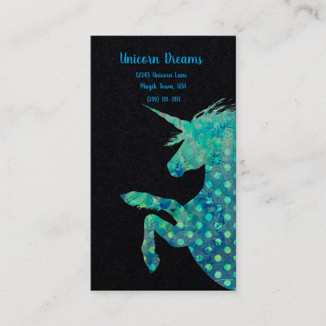 Pretty Boho Unicorn Business Card (Front)