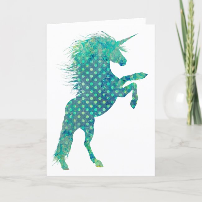 Pretty Boho Unicorn in Shades of BlueMother's Day Card