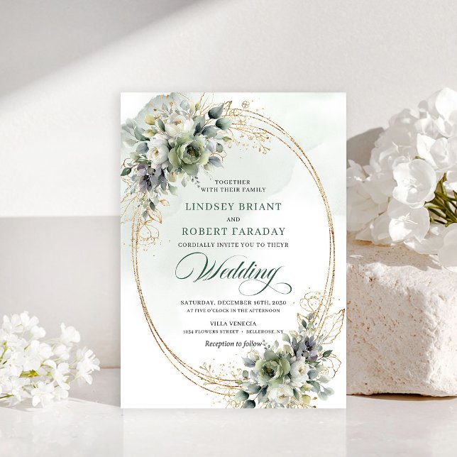 Pretty boho white roses wedding invitation (Pretty boho white roses wedding invitation)