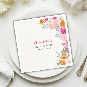 Pretty Boho Wildflowers Bridal Shower Napkins