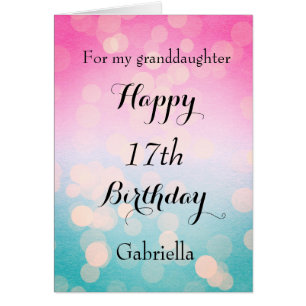 Pretty Bokeh 17th Birthday Granddaughter Cards