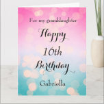Pretty Bokeh Happy 16th Birthday Granddaughter Card<br><div class="desc">A pretty happy 16th birthday granddaughter big card 8.5" x 11", which you can easily personalize with her name. Inside this pretty pink and blue bokeh birthday card reads "May your birthday and every day be filled with love, laughter and happiness. Happy Birthday!". You can also personalize the birthday message...</div>
