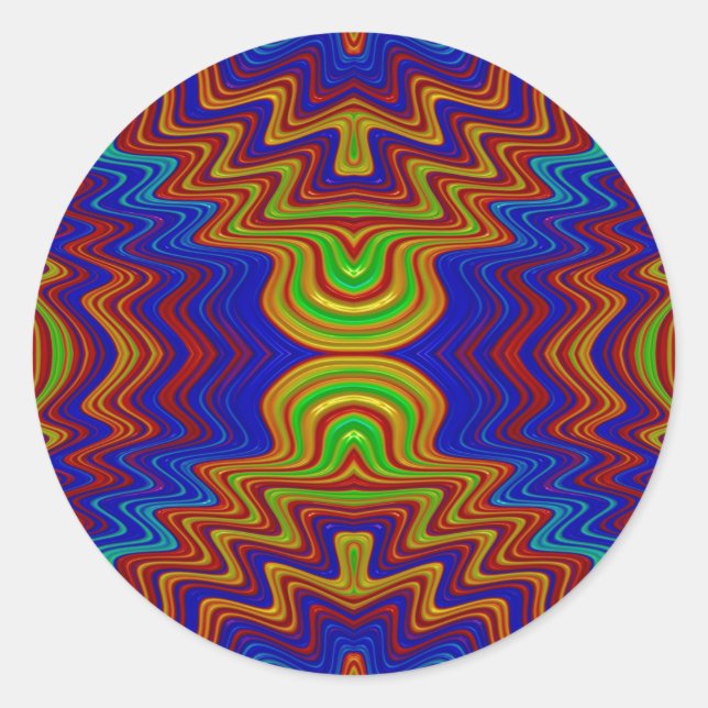 ~ Pretty Bold Mulitcoloured Fractal ~ Classic Round Sticker (Front)