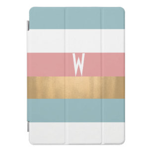 Pretty Bold Striped Pattern Monogrammed iPad Pro Cover