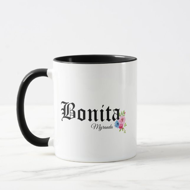 Pretty Bonita with Rose Personalize Mug (Left)