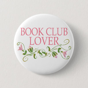 Pretty Book Club Lover Pinback Button
