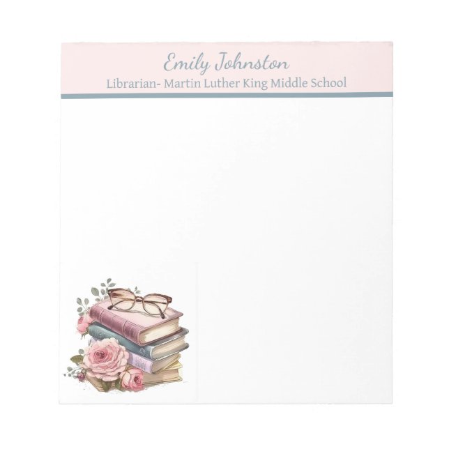 Pretty Books Personalized Notepad (Front)